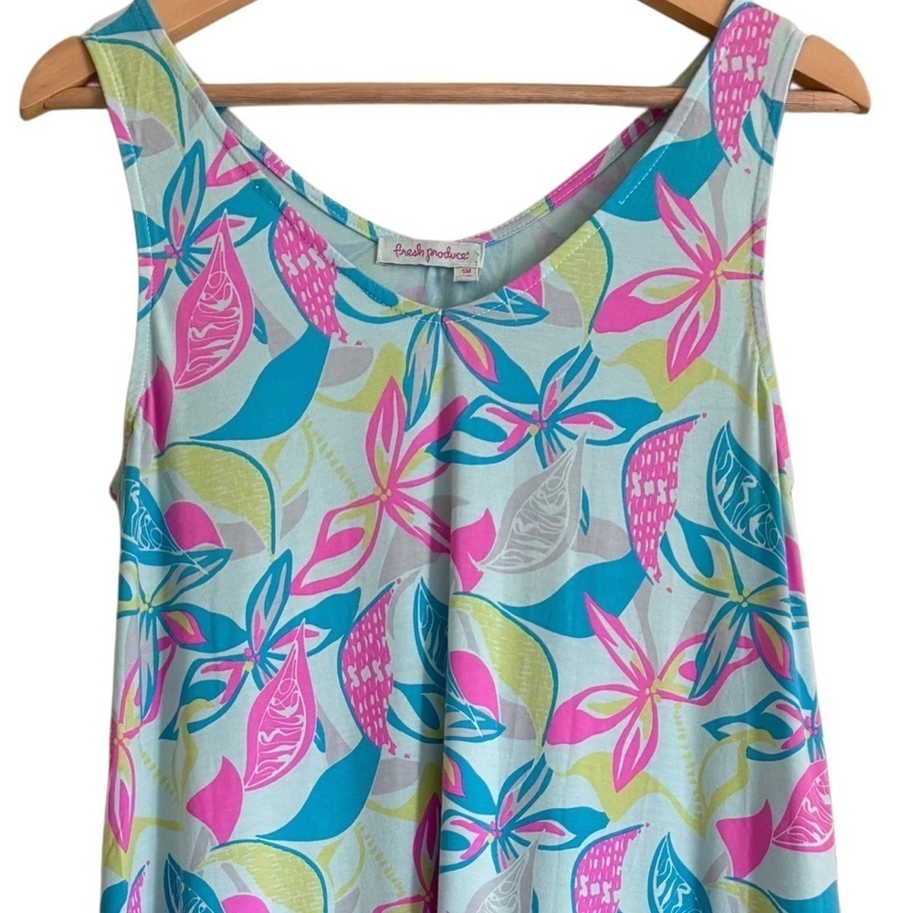FRESH PRODUCE Modal Blend Colorful Boho Lagenlook Lightweight Floral Dress S/M - Picture 3 of 8
